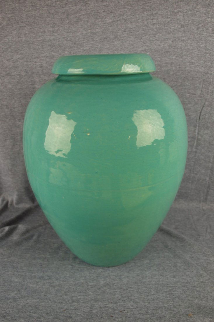 Bauer Pottery large green oil jar, 15 1/2": Bauer Pottery large green oil jar, 15 1/2"