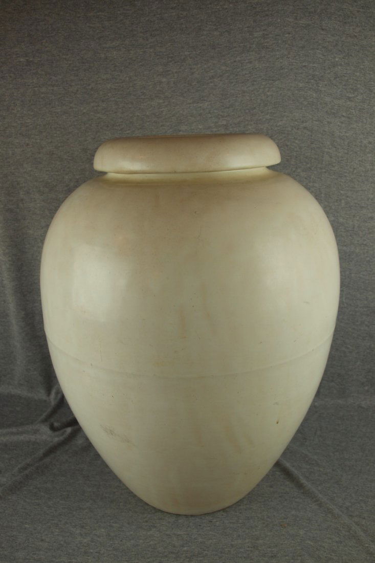 Bauer Pottery monumental white oil/sand jar, 21": Bauer Pottery monumental white oil/sand jar, 21"