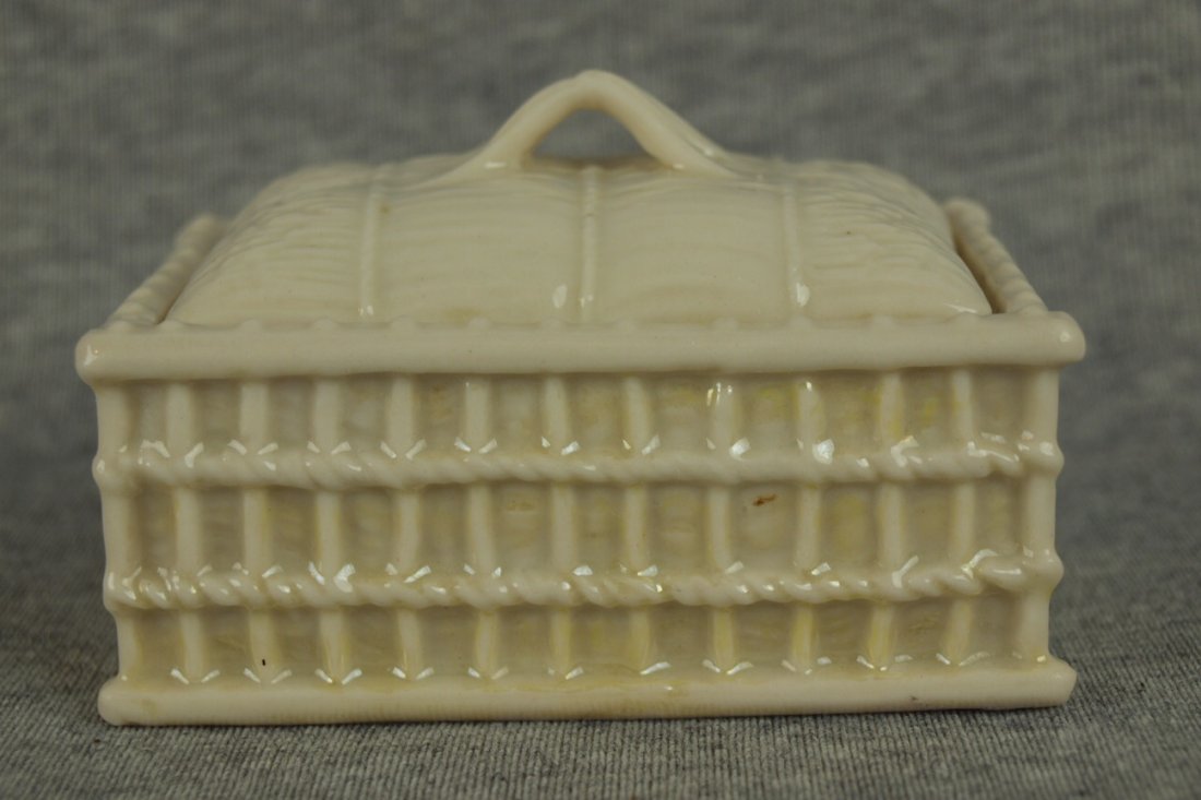 Irish Belleek crate match box, 1st black mark, 3 1: Irish Belleek crate match box, 1st black mark, 3 1/4"l