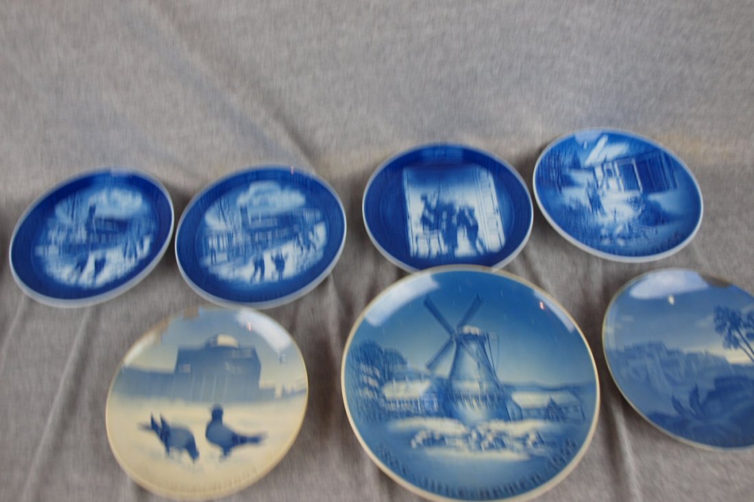 1920 & 1921 Bing & Grondahl annual Christmas plate: 1920 & 1921 Bing & Grondahl annual Christmas plates (repaired), 2007 annual plate, 1895-1955 B & G anniversary plate, 2-1993 & 2000 Royal Copenhagen Christmas plates