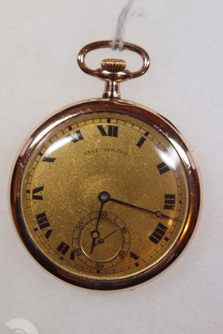 Gruen pocket watch, 12s, open face, 15j, #1081, ru: Gruen pocket watch, 12s, open face, 15j, #1081, runs well