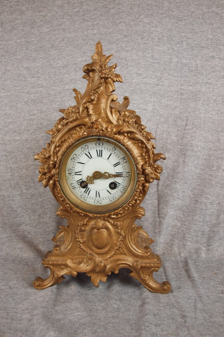 French cast iron shelf clock, 14" : French cast iron shelf clock, 14"