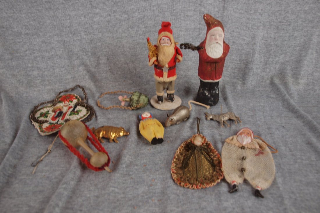 Vintage lot of Christmas ornaments and figures: Vintage lot of Christmas ornaments and figures