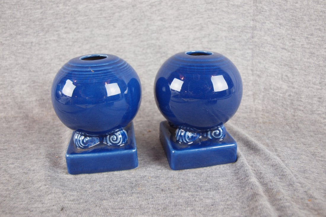 Fiesta pair bulb candle holders, cobalt : Fiesta pair bulb candle holders, cobalt