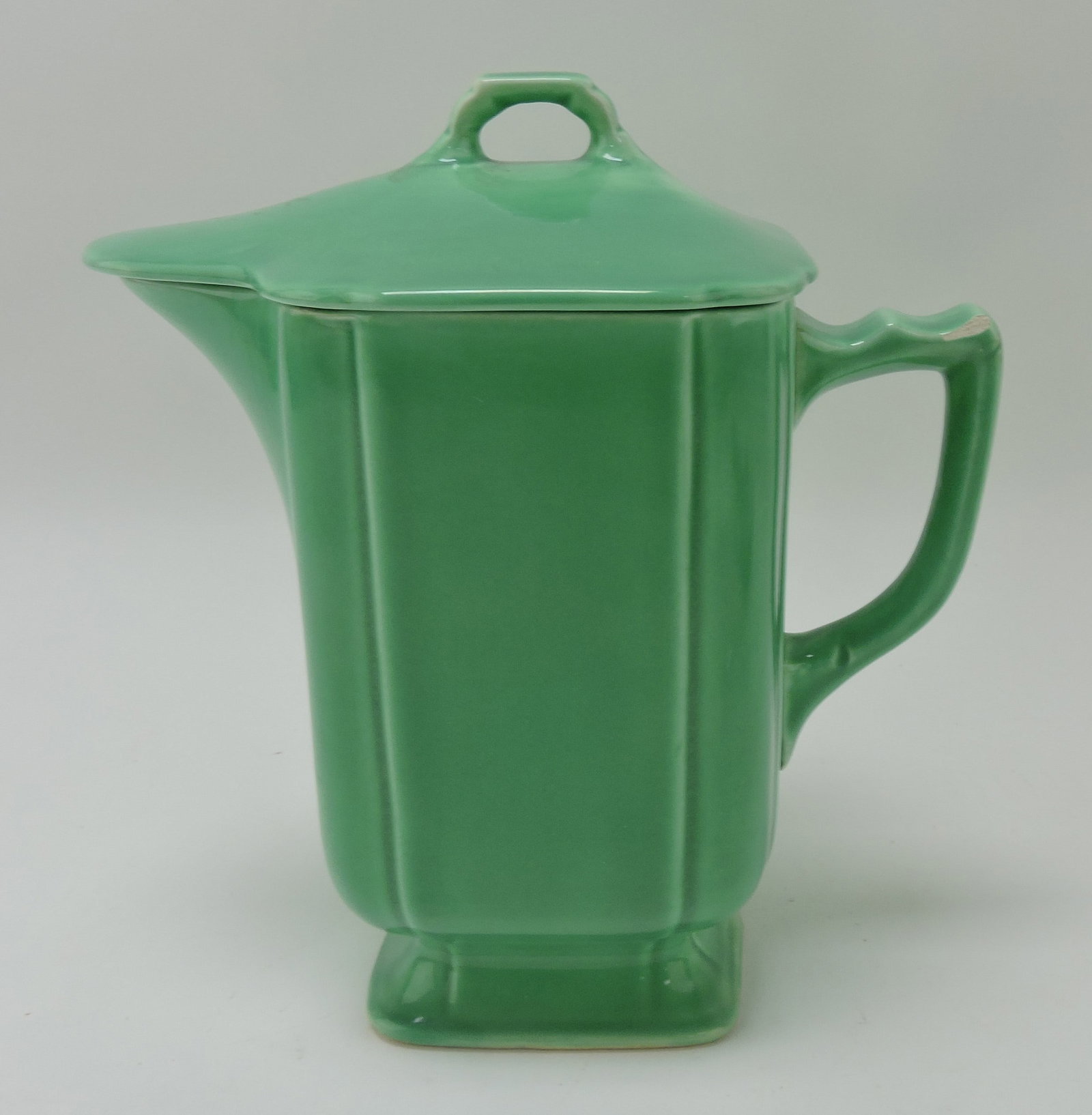 Riviera Century batter jug with lid, green,: nick to spout and handle
