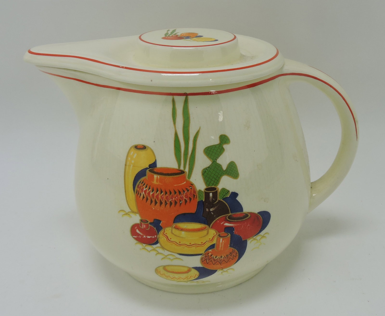 Kitchen Kraft Oven Serve Mexicana: covered jug, crazing, hairline, nick