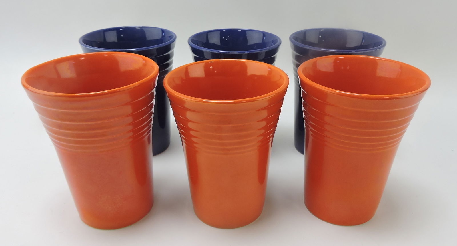 Fiesta water tumbler group, 3 red,: 3 cobalt