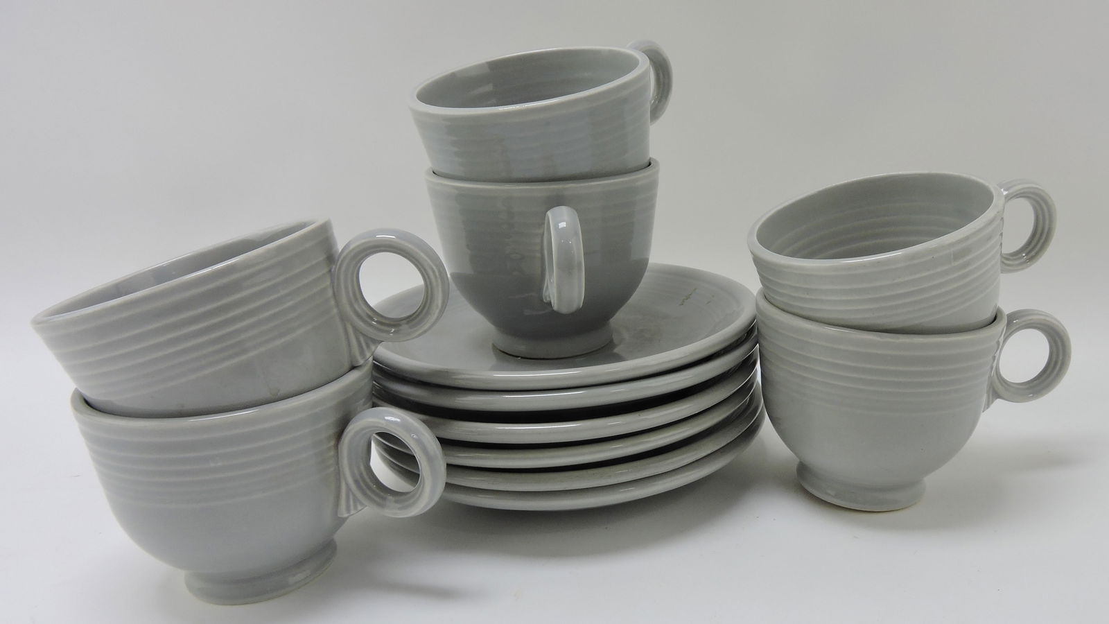 Fiesta cup & saucer group, 6 gray (1 of 1)