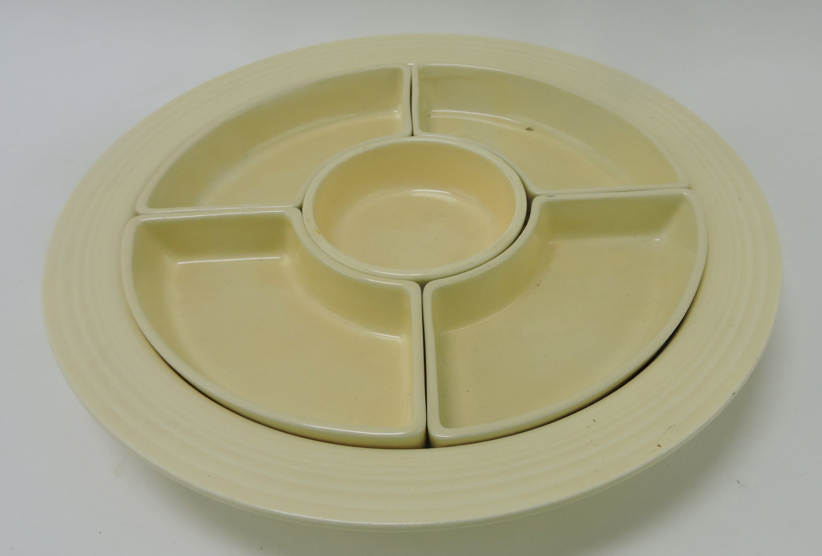 Fiesta relish tray, all ivory: .