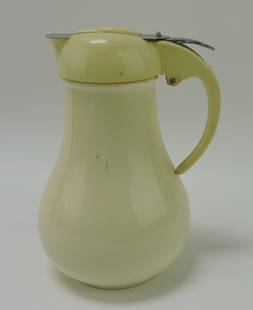 Fiesta syrup pitcher, ivory, hairline to lid: .