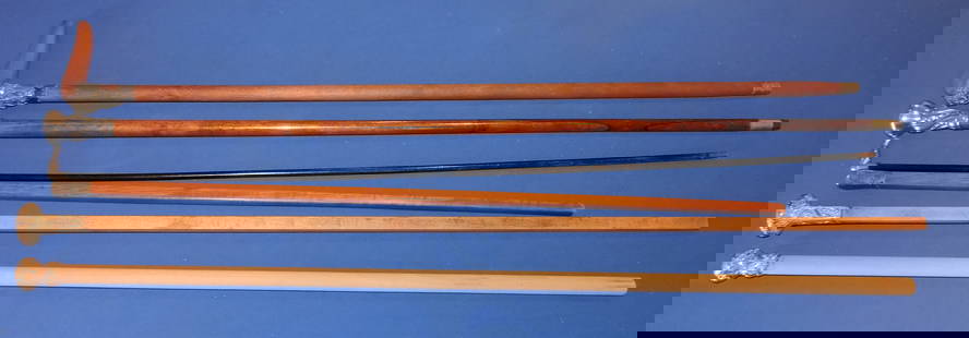 Lot of 6 walking sticks/canes with: gold filled/silver handles