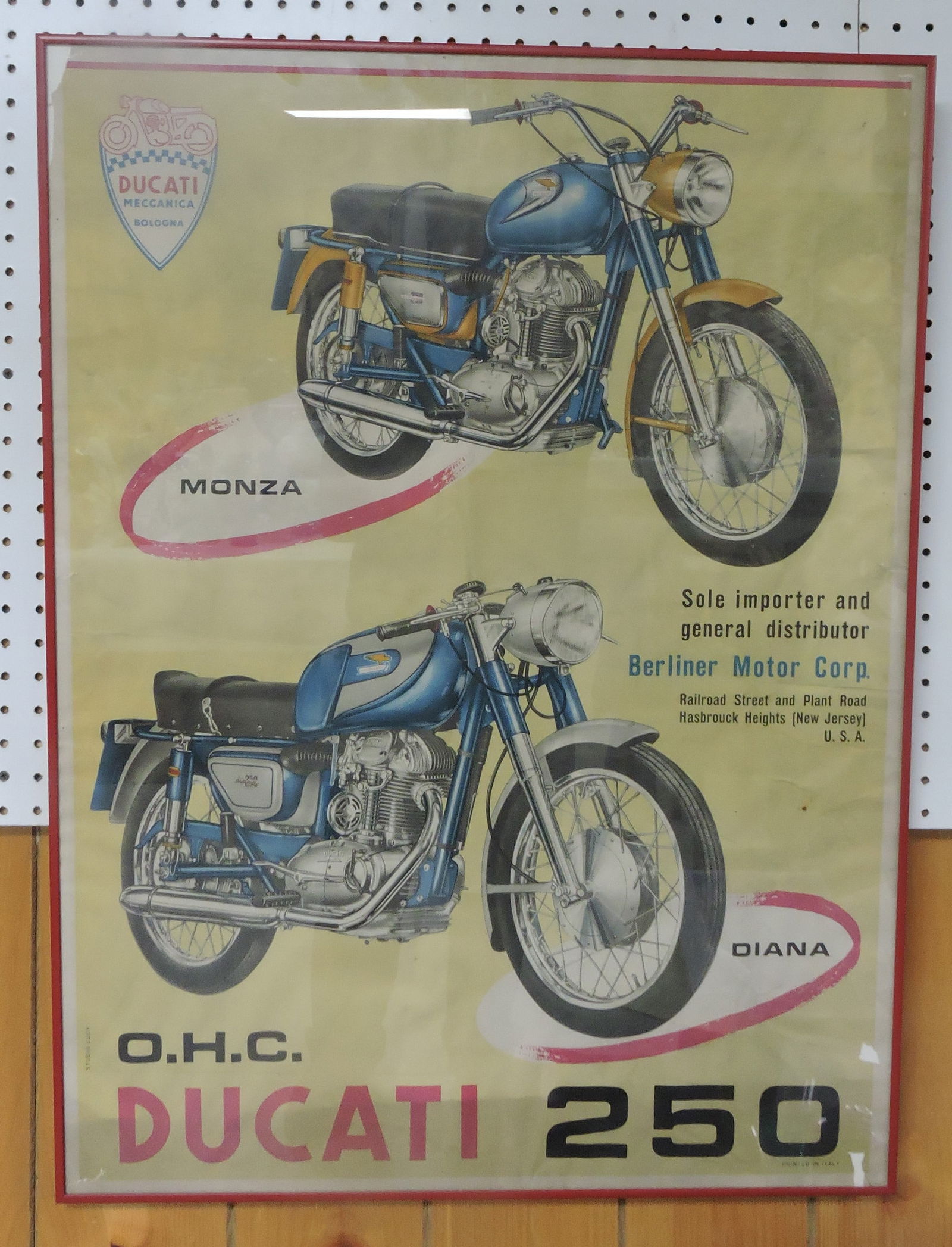 Vintage motorcycle poster Ducati 250, (1 of 1)
