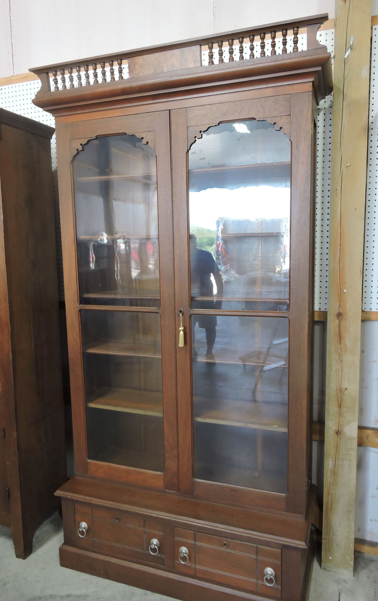 Walnut two door bookcase, 91"x45"x18" (1 of 1)