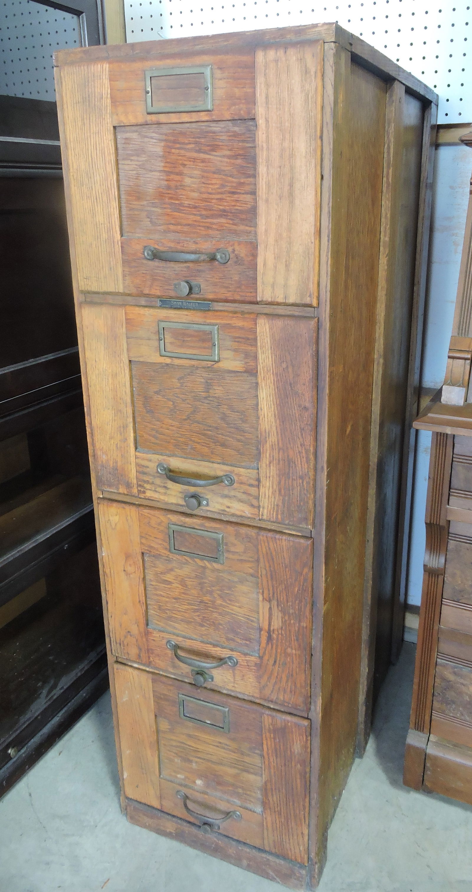 Oak Four Drawer File Auction