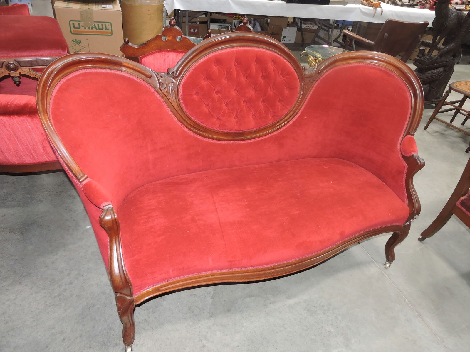 Walnut Victorian finger carved settee (1 of 1)