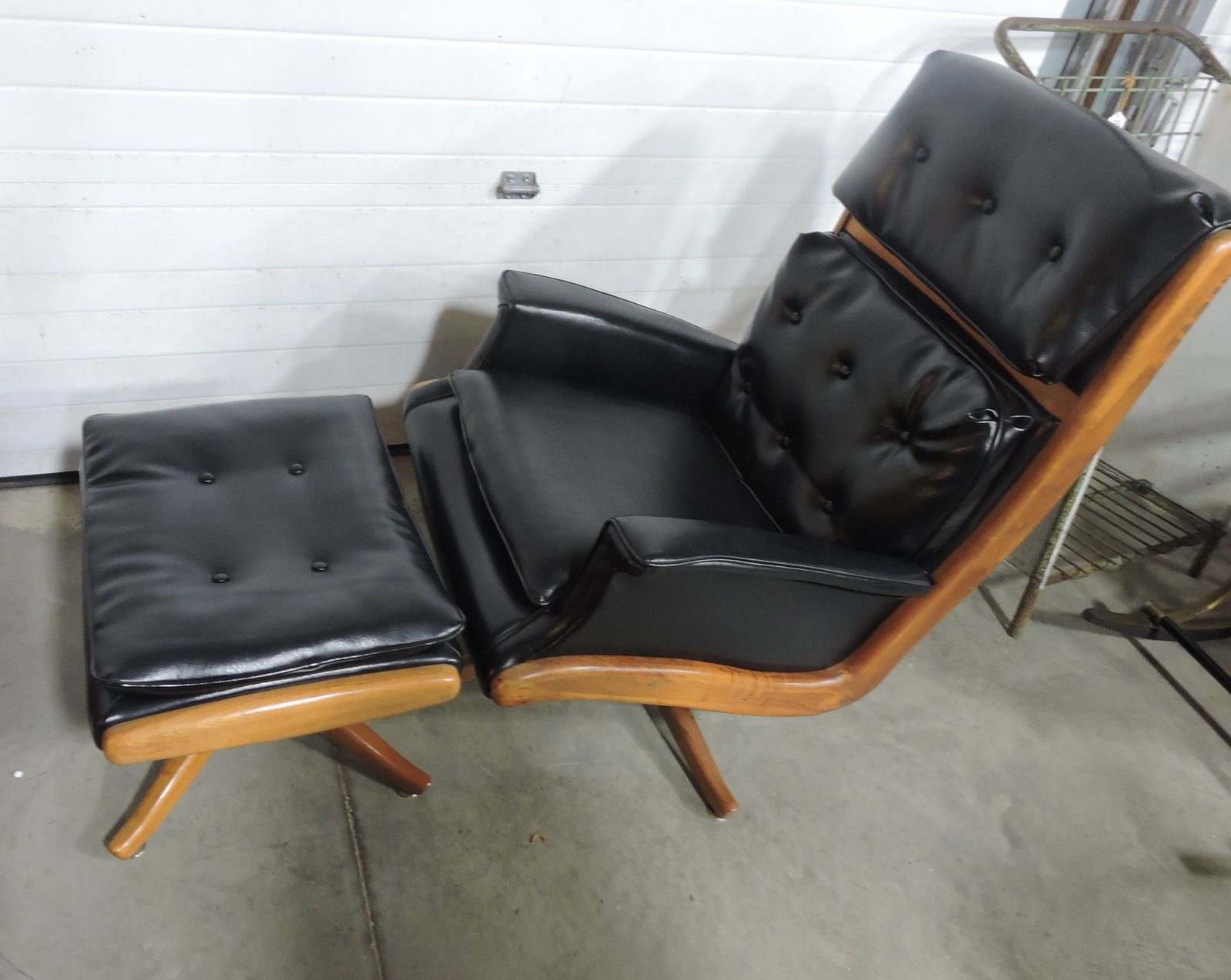 MCM Eames (attributed) black leather/ (1 of 5)