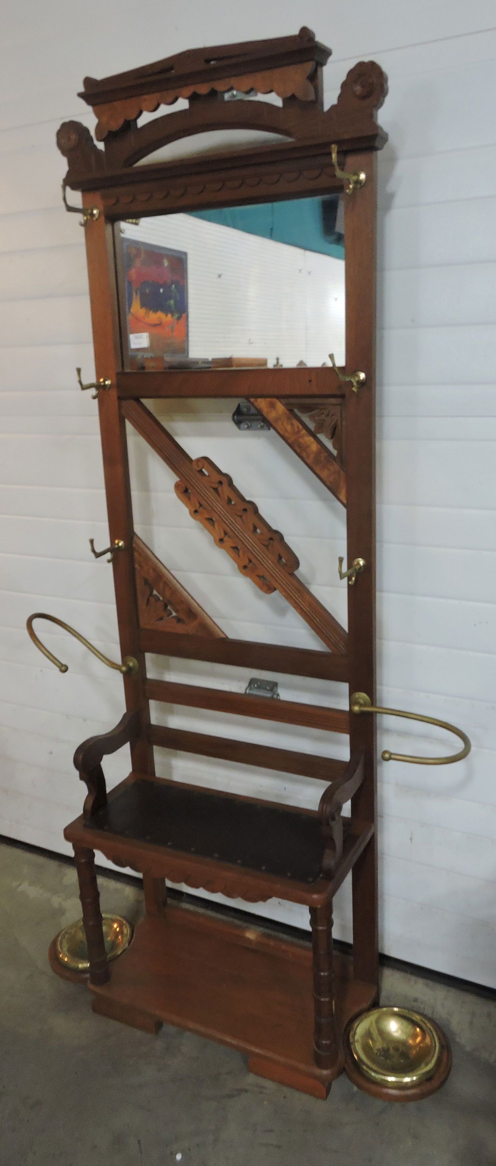 Walnut Eastlake style hall tree, (1 of 1)