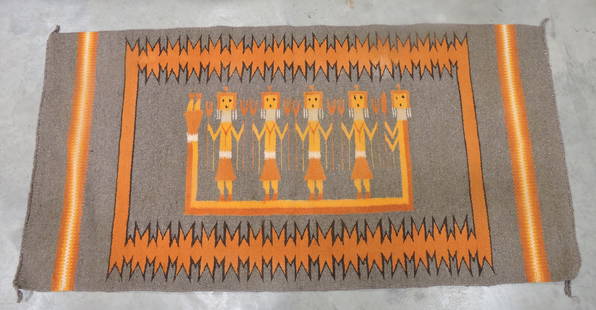 Southwest Navajo Indian rug with: figures, 61"x31"