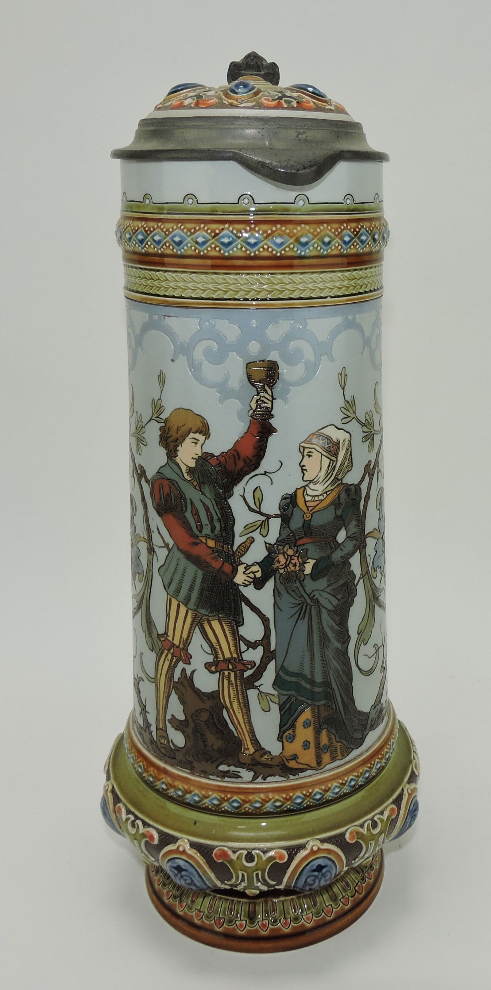 Mettlach stein #1734, 2L, 14", (1 of 3)