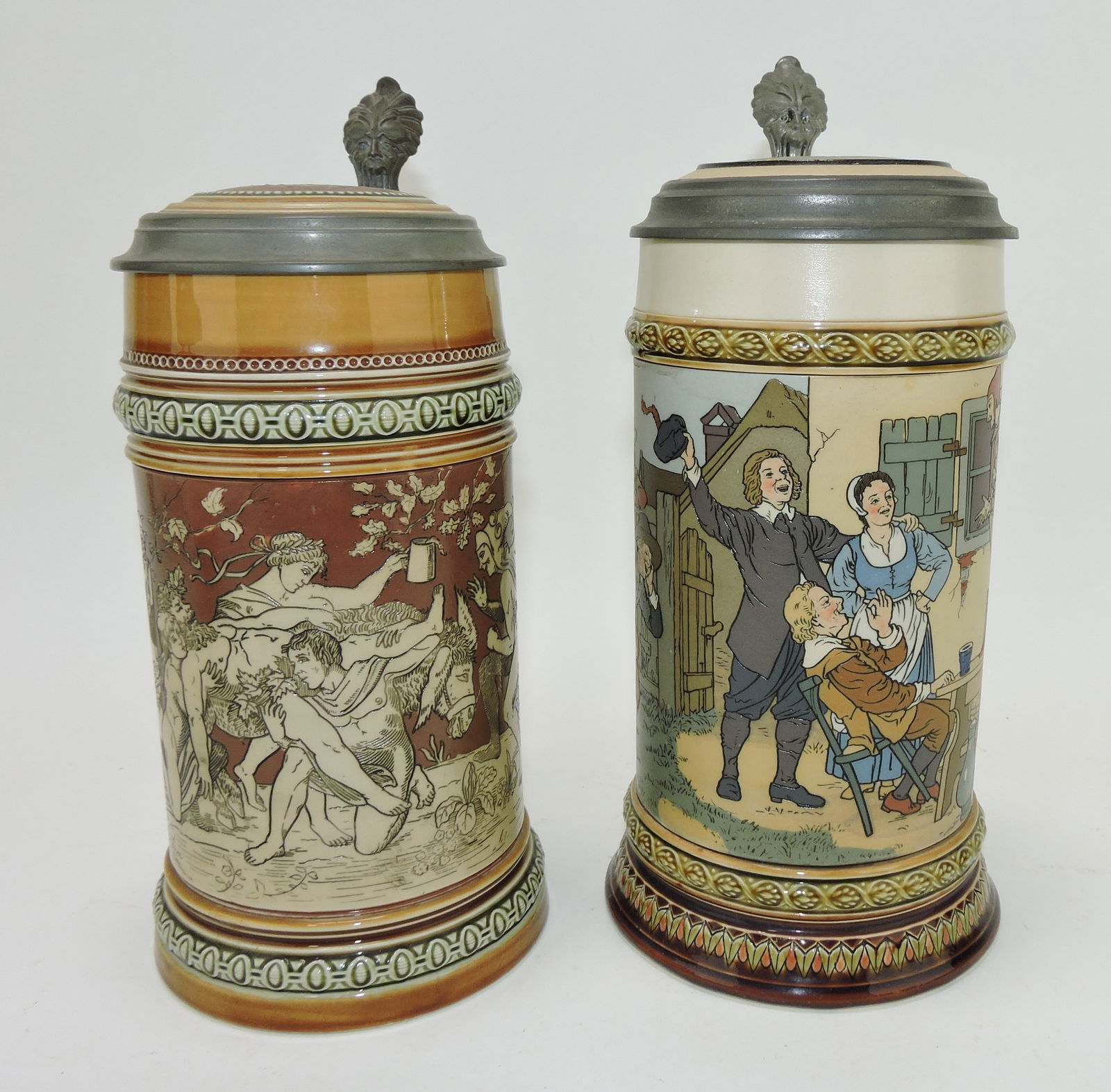 Mettlach lot of 2 steins, #2035 1L, (1 of 3)