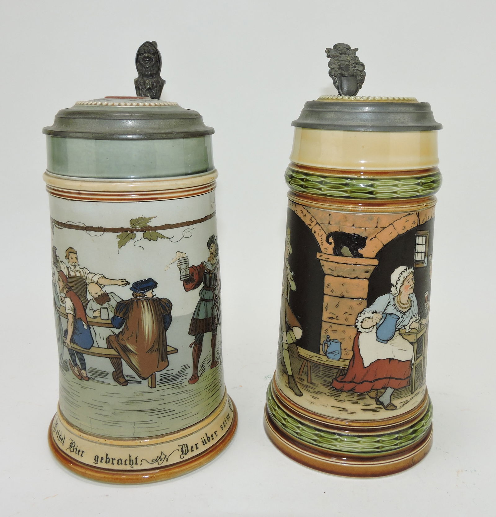 Mettlach lot of 2 steins, #2028 1L, (1 of 3)