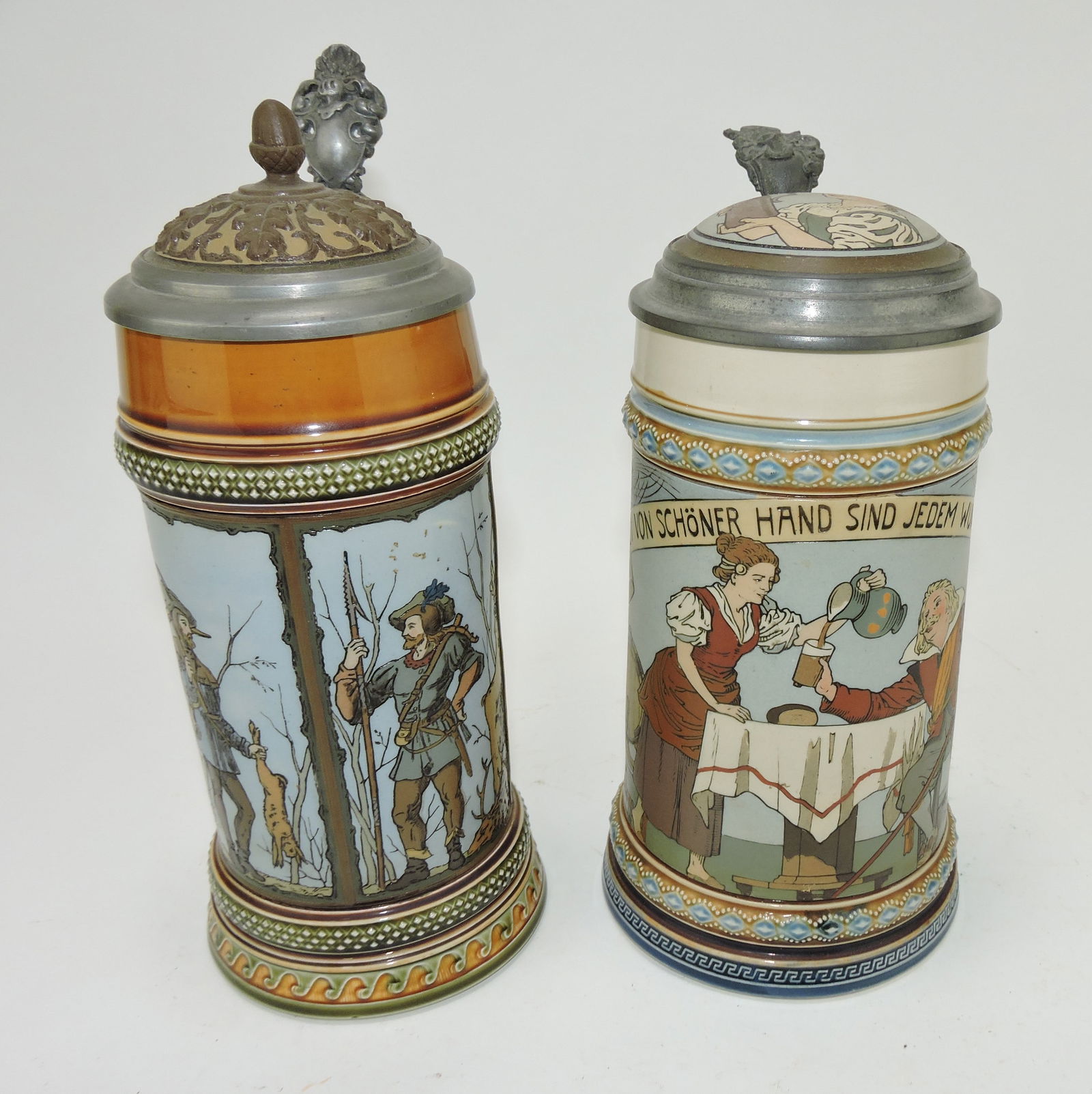 Mettlach lot of 2 steins, #1695 1/2L, (1 of 3)