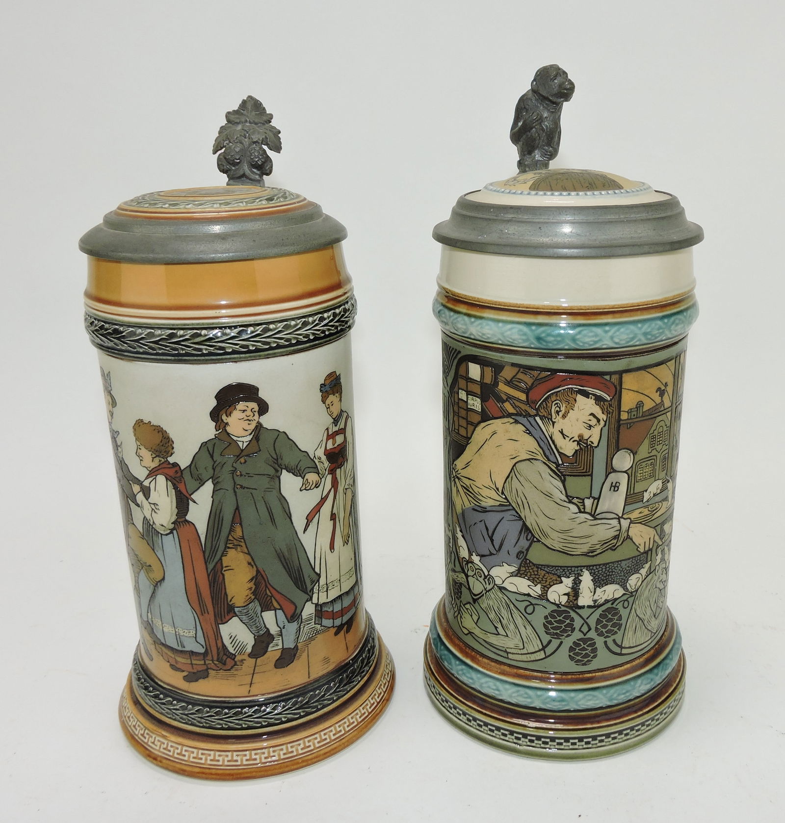 Mettlach lot of 2 steins, #1656 1/2L. (1 of 3)