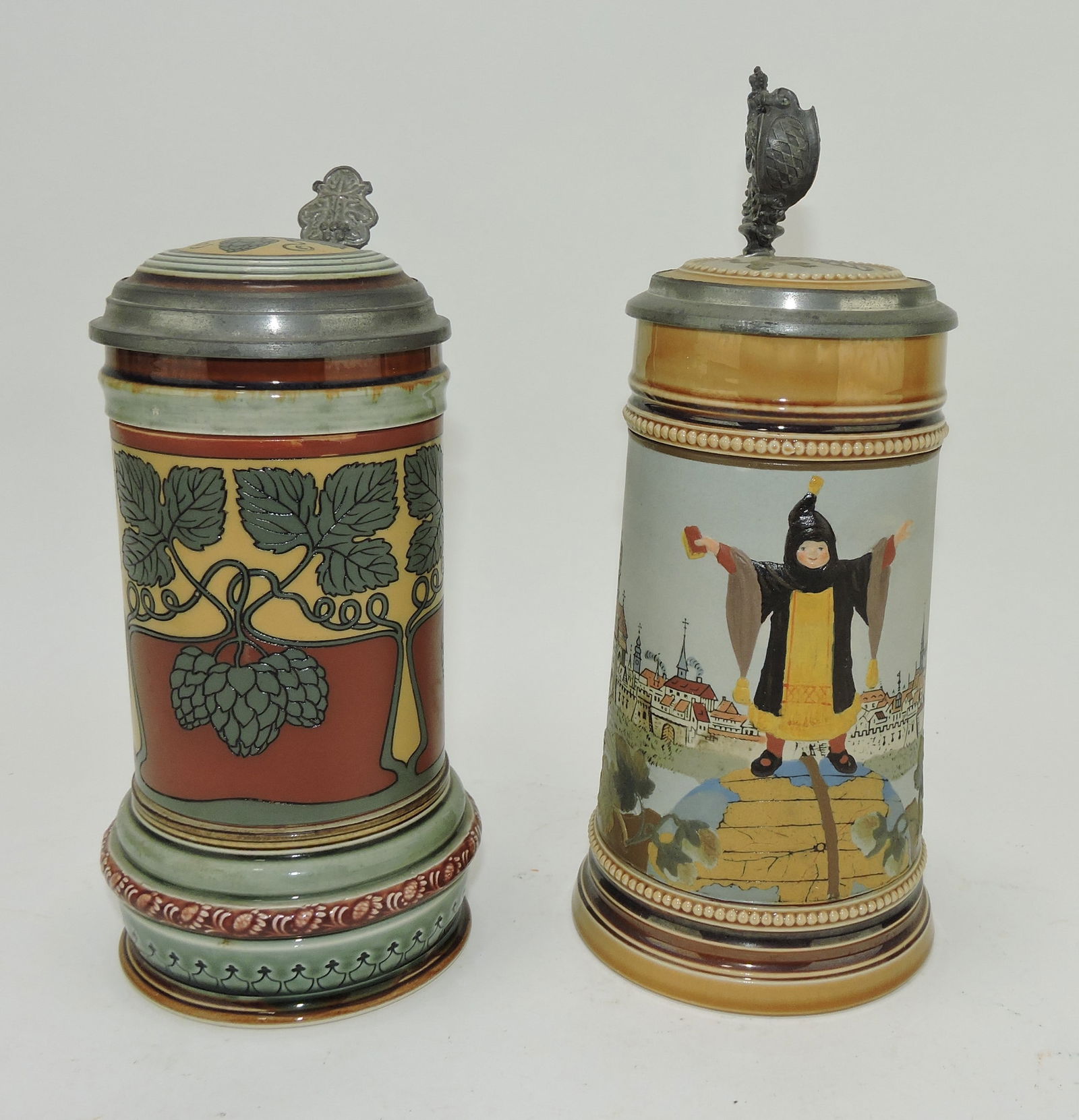 Mettlach lot of 2 steins, #2800 1/2L, (1 of 3)