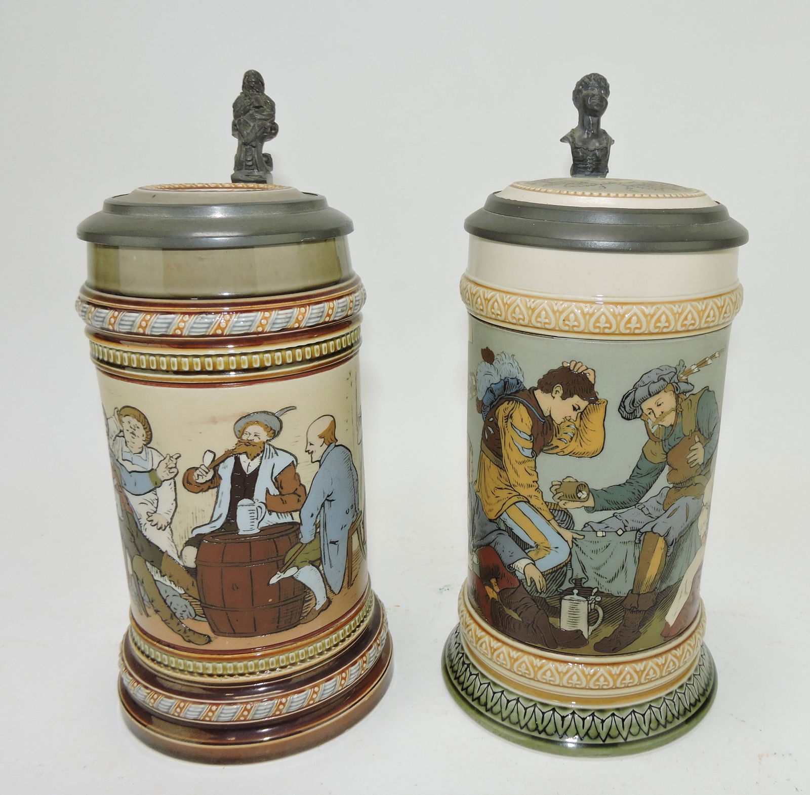Mettlach lot of 2 steins, #1508 1/2L, (1 of 3)