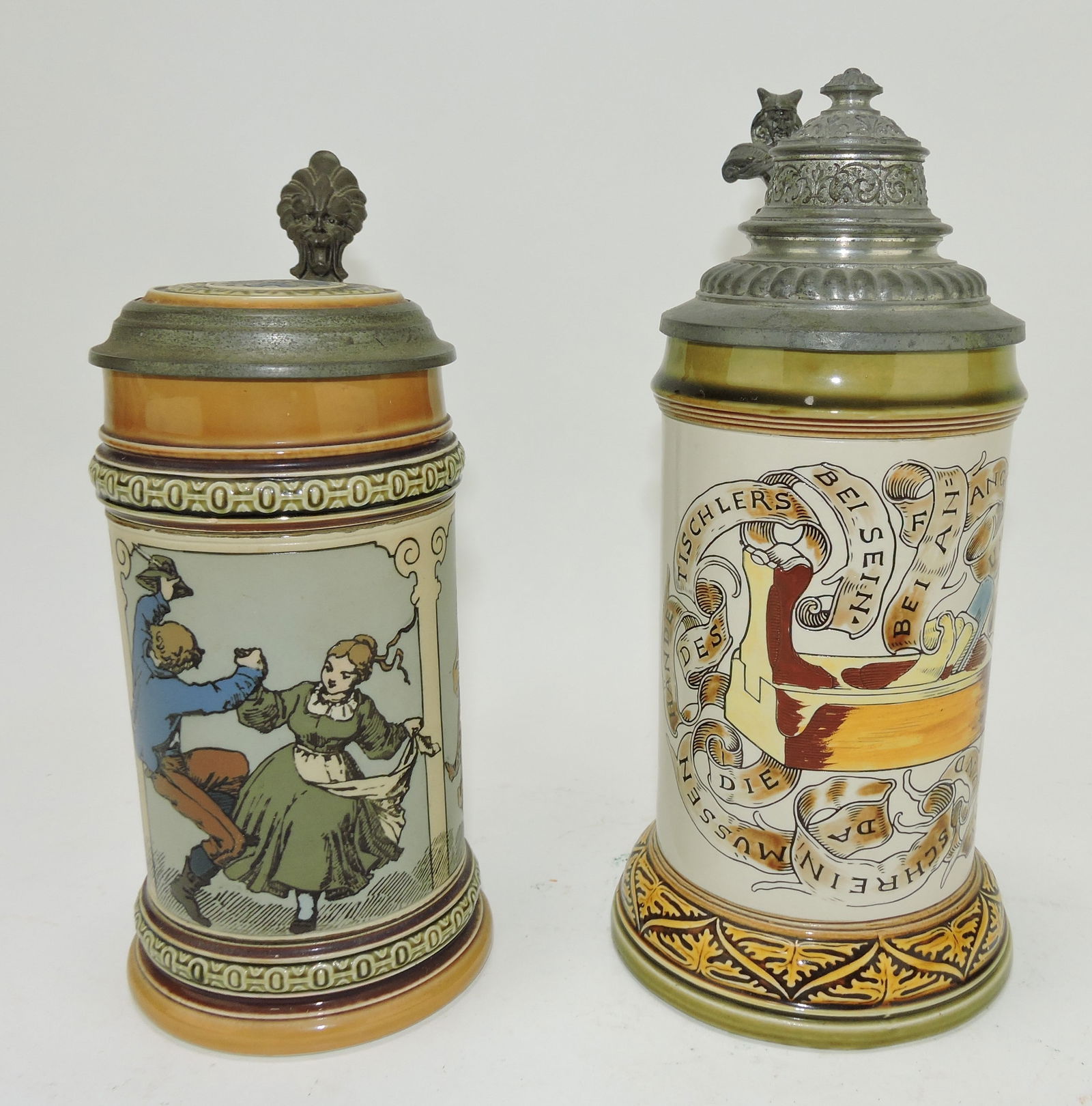Mettlach lot of 2 steins, #1162 1/2L, (1 of 3)