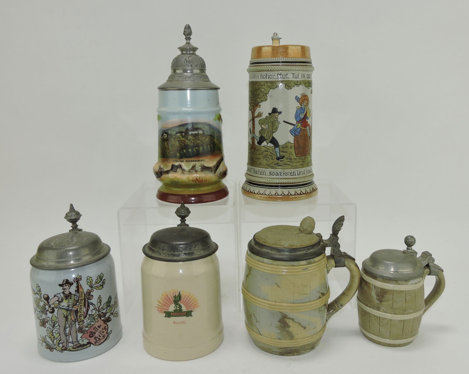 Lot of 6 assorted steins: porcelain (1 of 1)