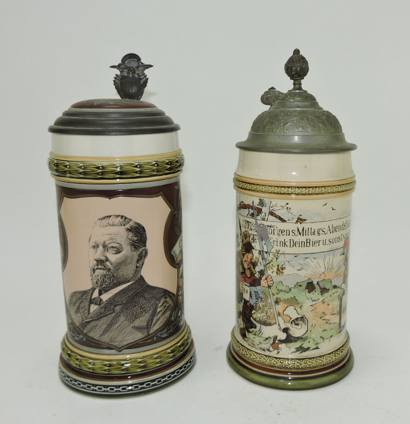 Mettlach lot of 2 steins, #1997 1/2L, (1 of 3)