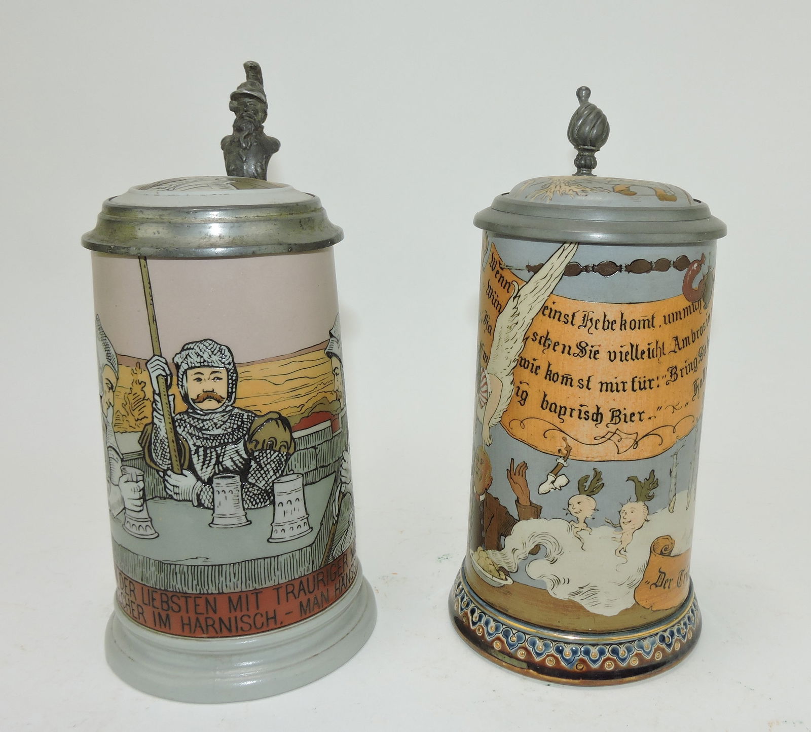 Mettlach lot of 2 steins, #2887 1/2L, (1 of 3)