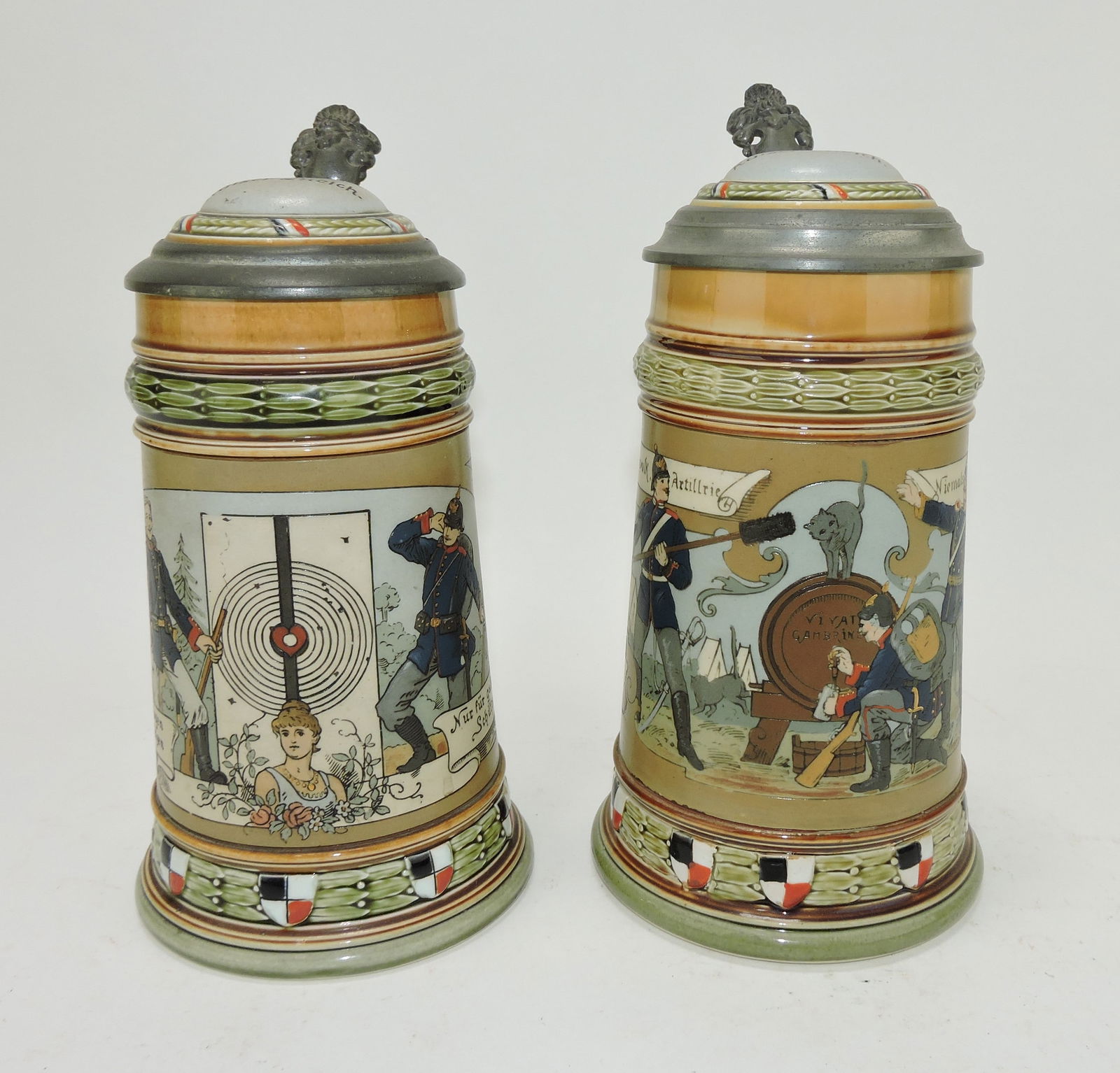 Mettlach lot of 2 steins, #2029 1/2L, (1 of 3)