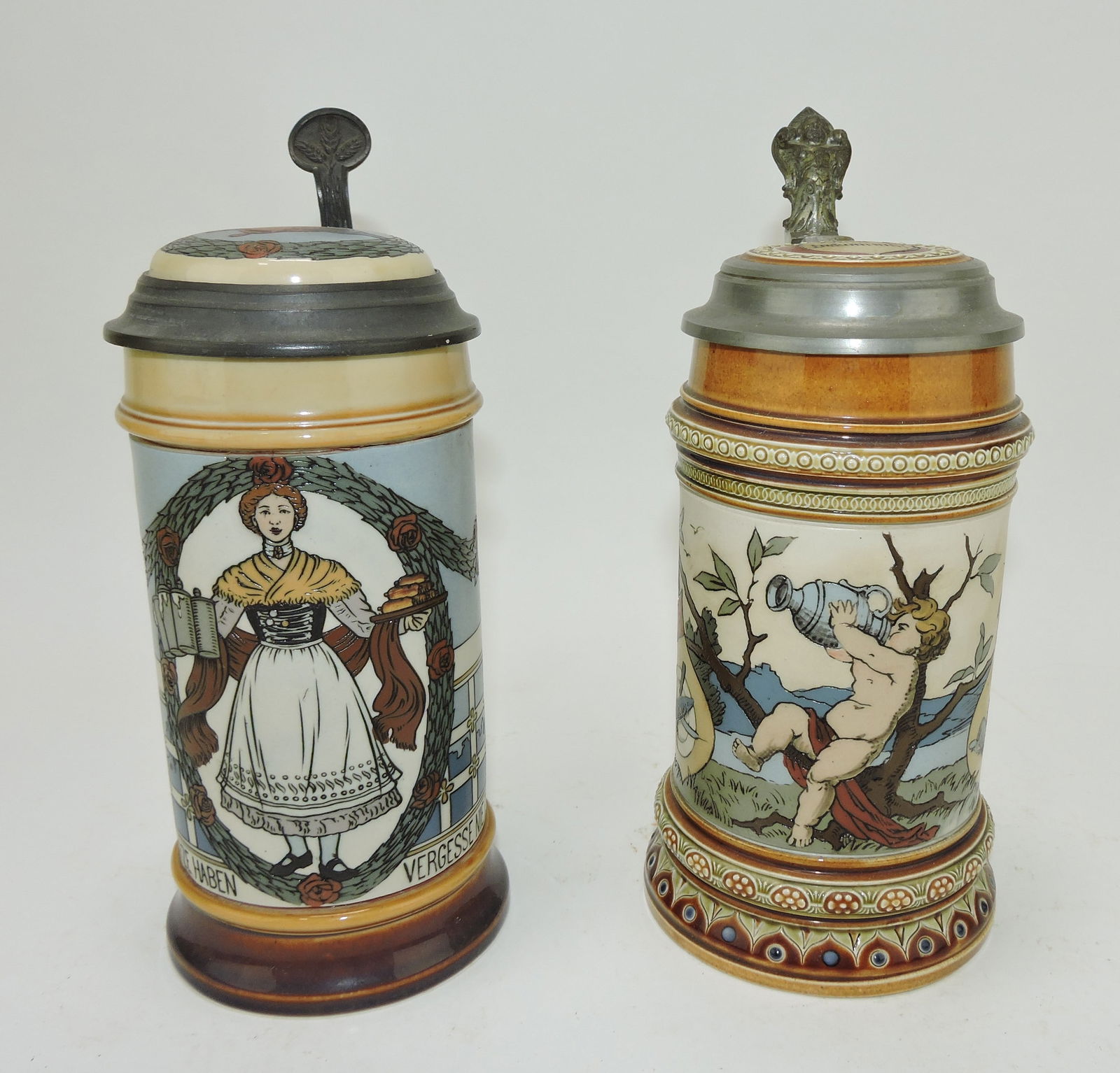 Mettlach lot of 2 steins, #2939 1/2L, (1 of 3)