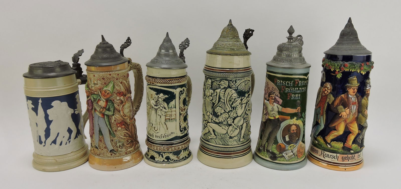 Lot of 6 steins, 8 to 11", various (1 of 1)