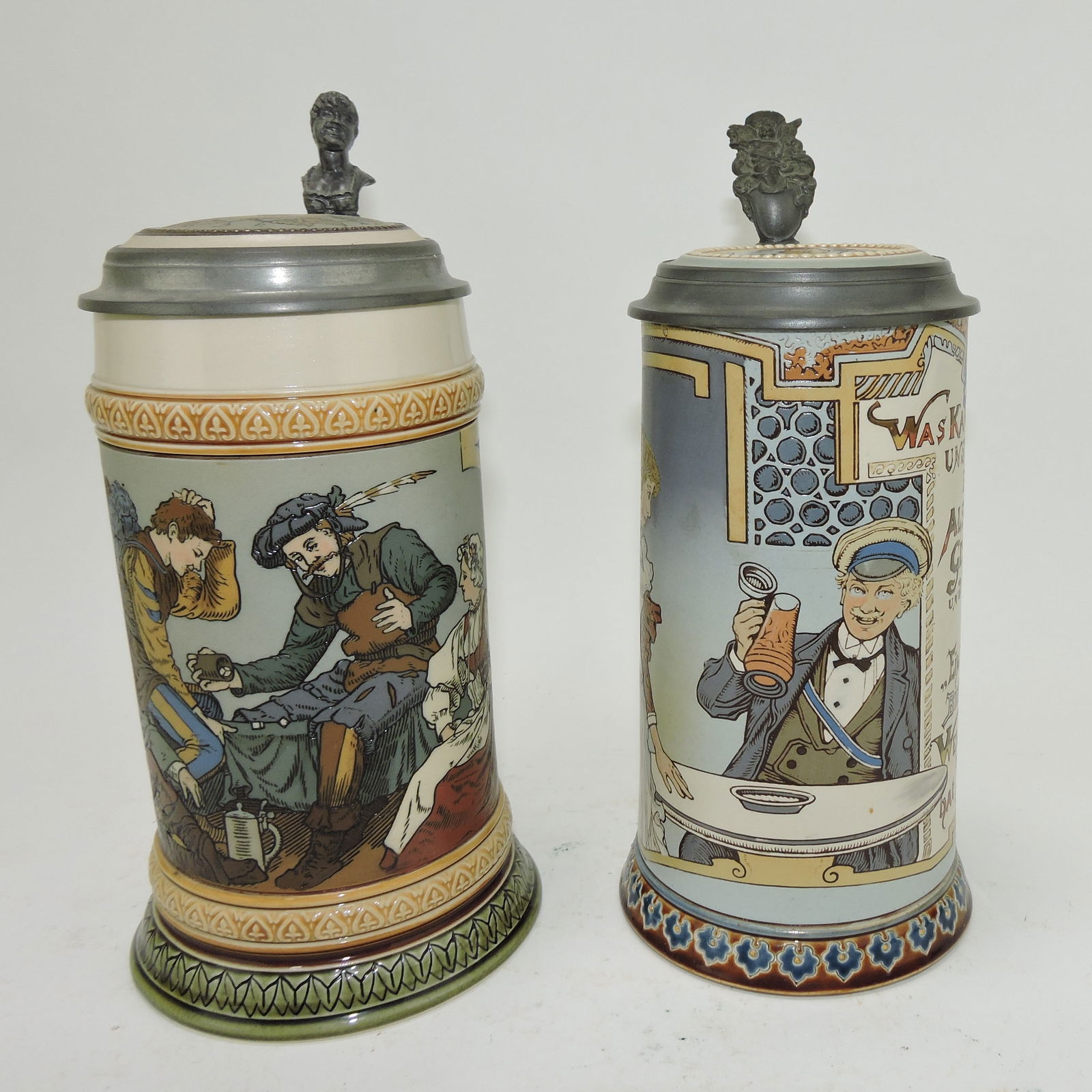 Mettlach lot of 2 steins, #2441 1/2L, (1 of 3)