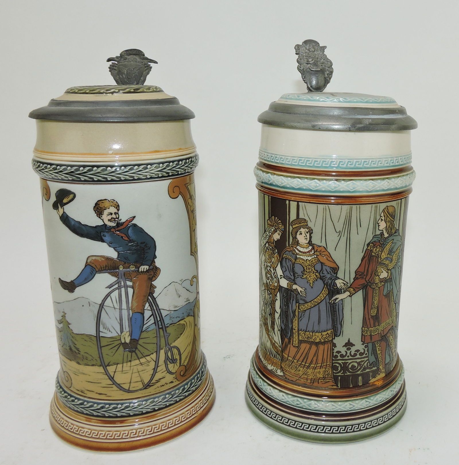 Mettlach lot of 2 steins, #1566 1/2L, (1 of 3)