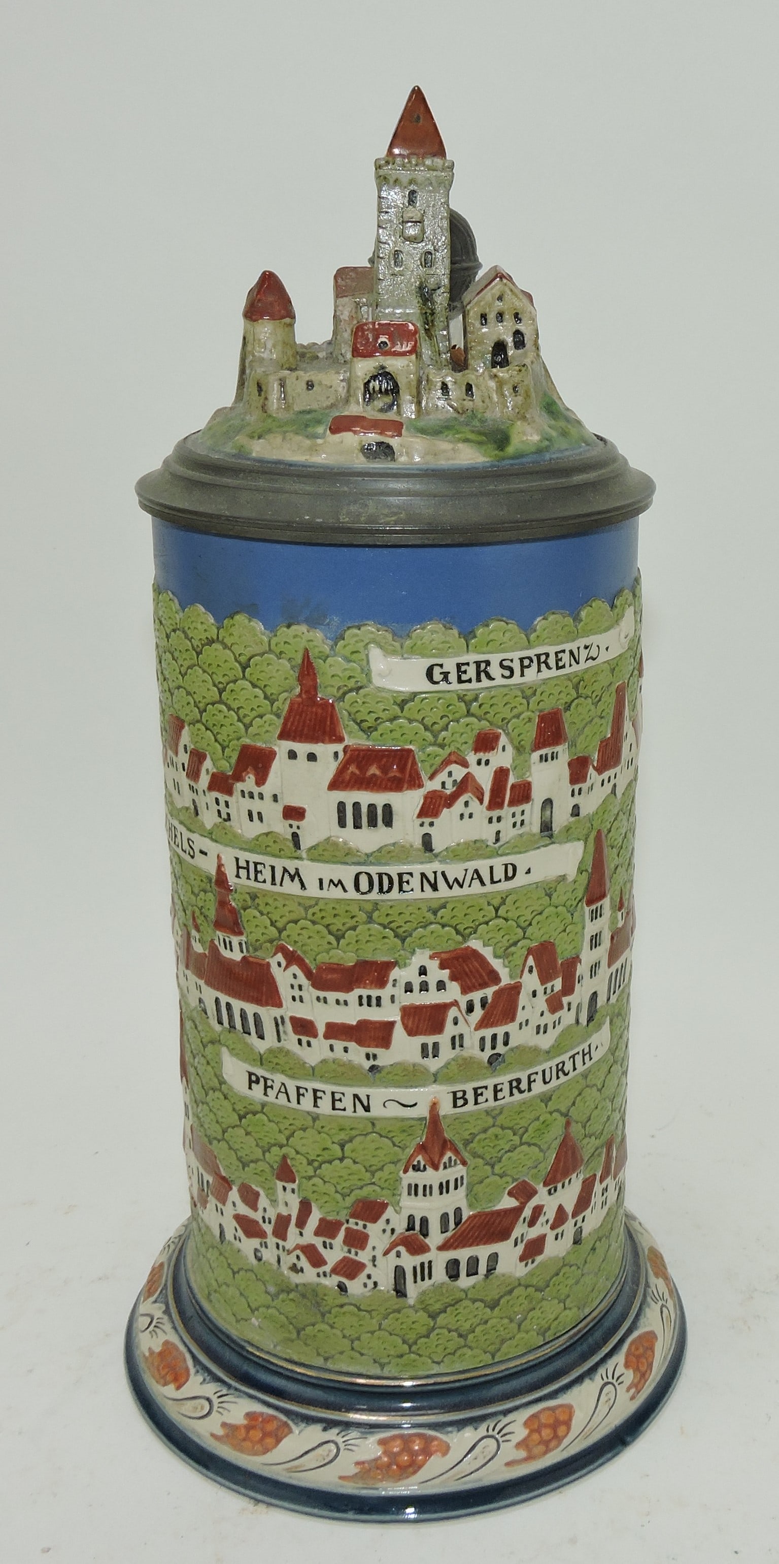 Mettlach stein, #2829 1L, town of (1 of 3)