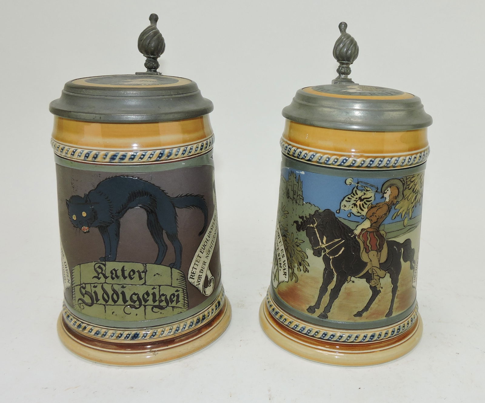 Mettlach lot of 2 steins, #2007 1/2L, (1 of 3)