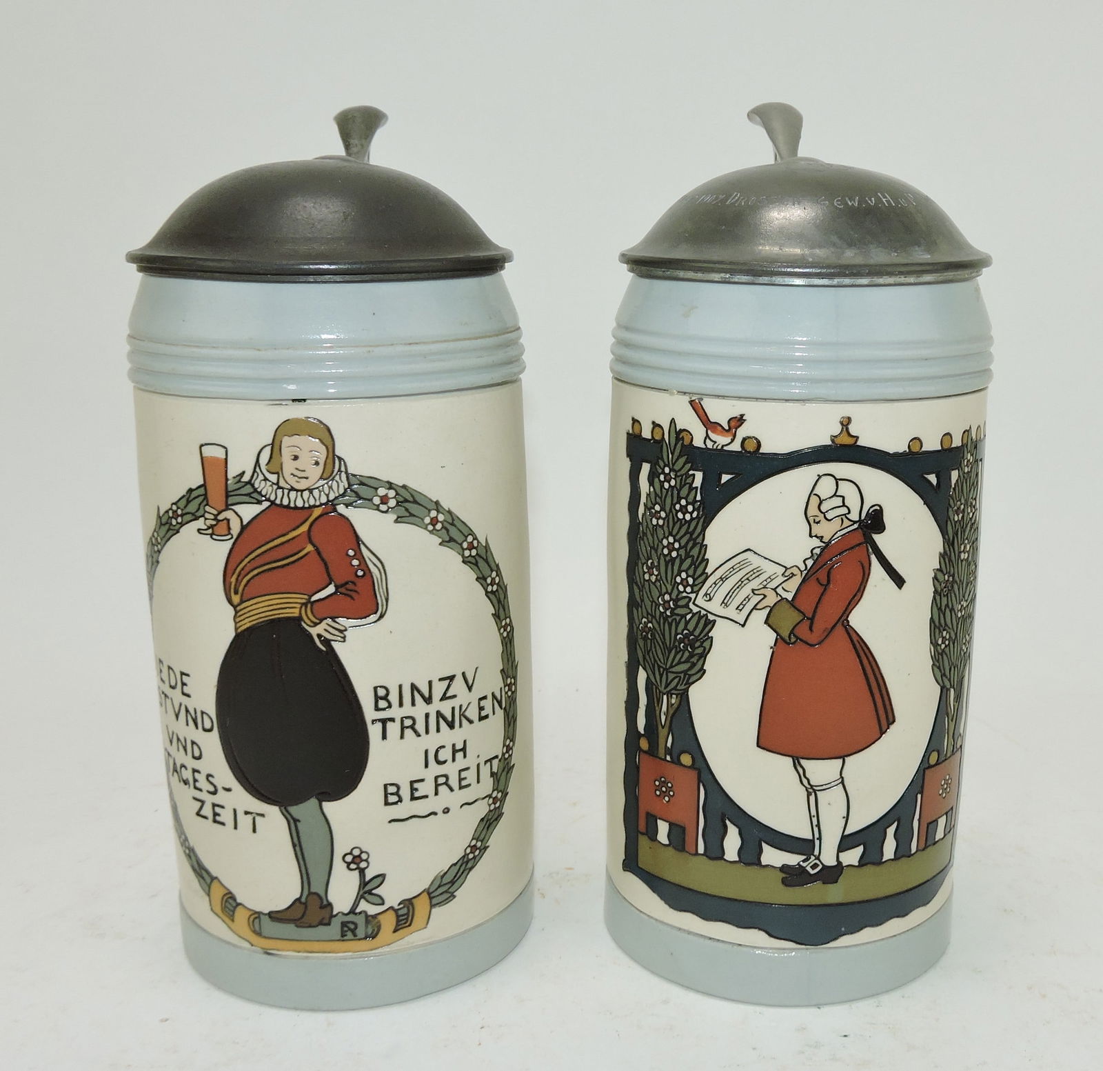 Mettlach lot of 2 steins, #3004 1/2L, (1 of 3)