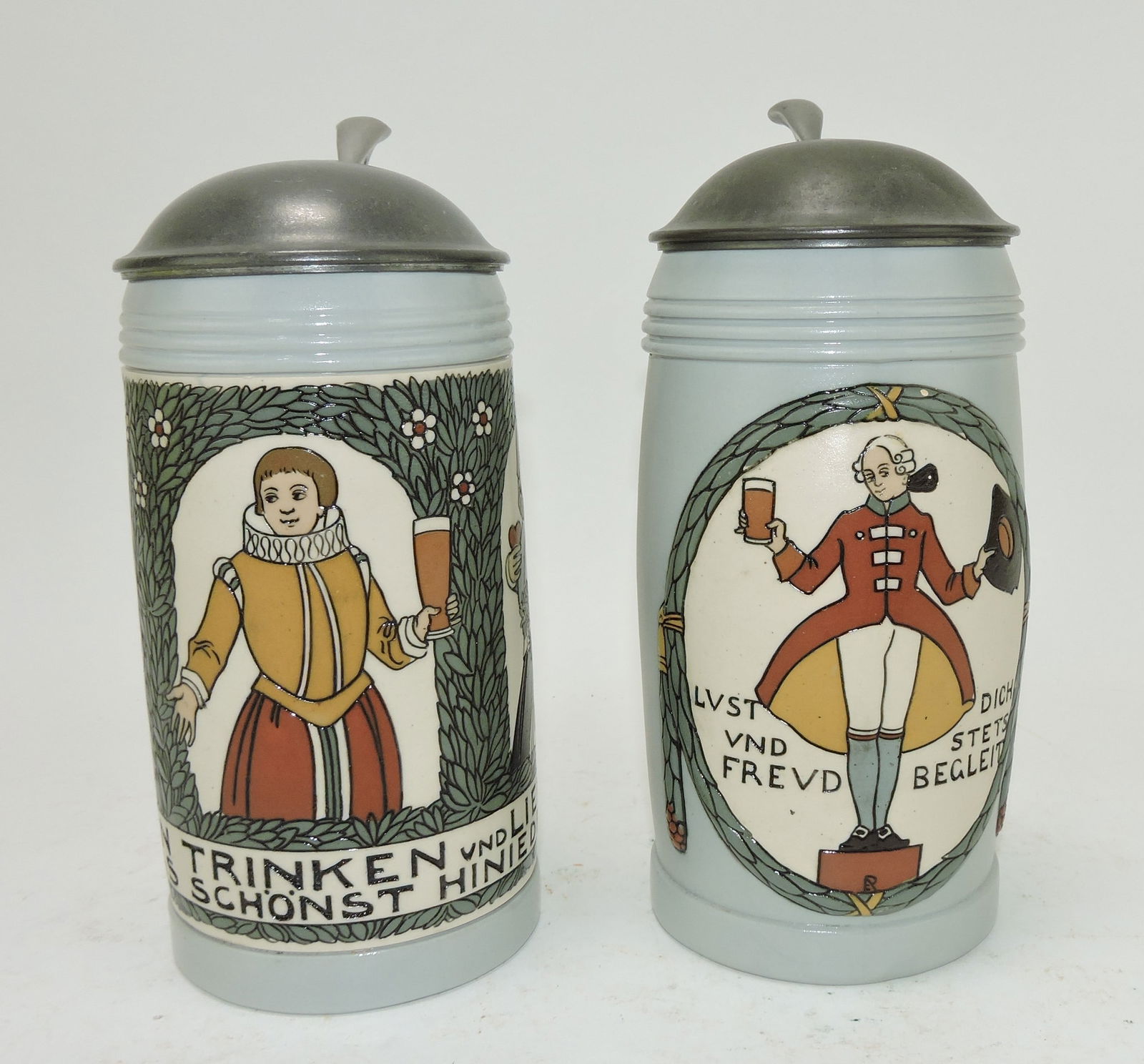 Mettlach lot of 2 steins, #3000 1/2L, (1 of 3)