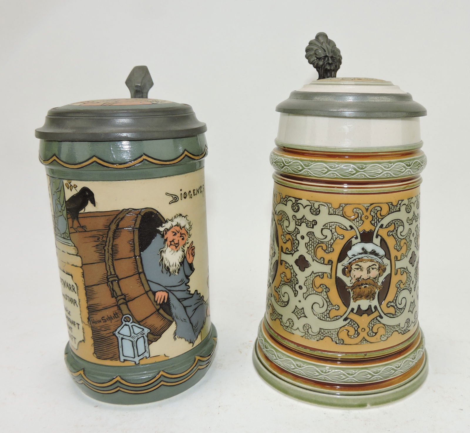 Mettlach lot of 2 steins, #3089 1/2L, (1 of 3)
