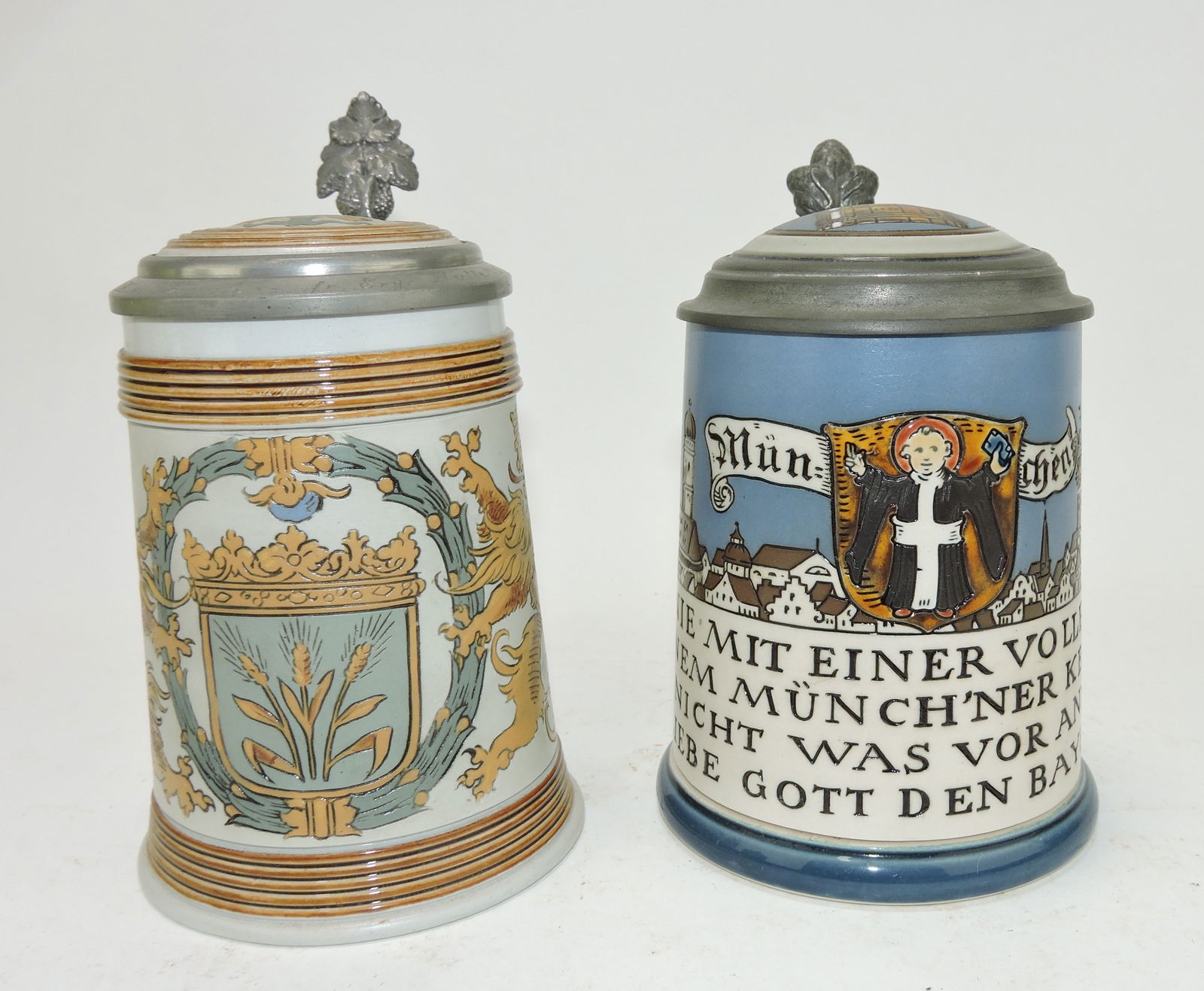 Mettlach lot of 2 steins, #1532 1/2L, (1 of 3)