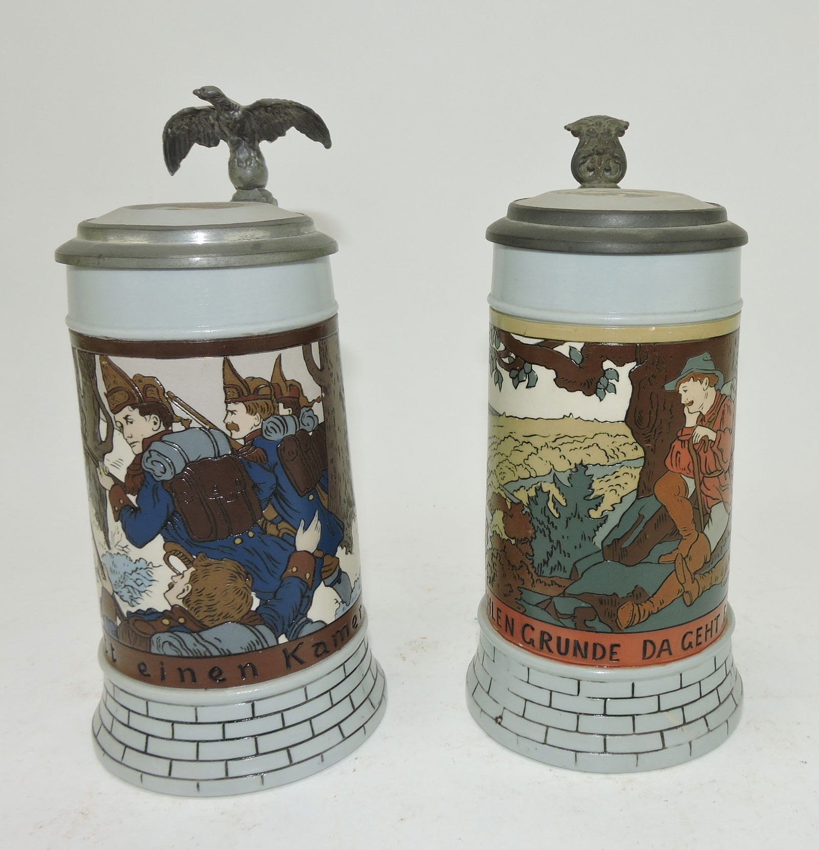 Mettlach lot of 2 steins #2833E 3/10L, (1 of 3)