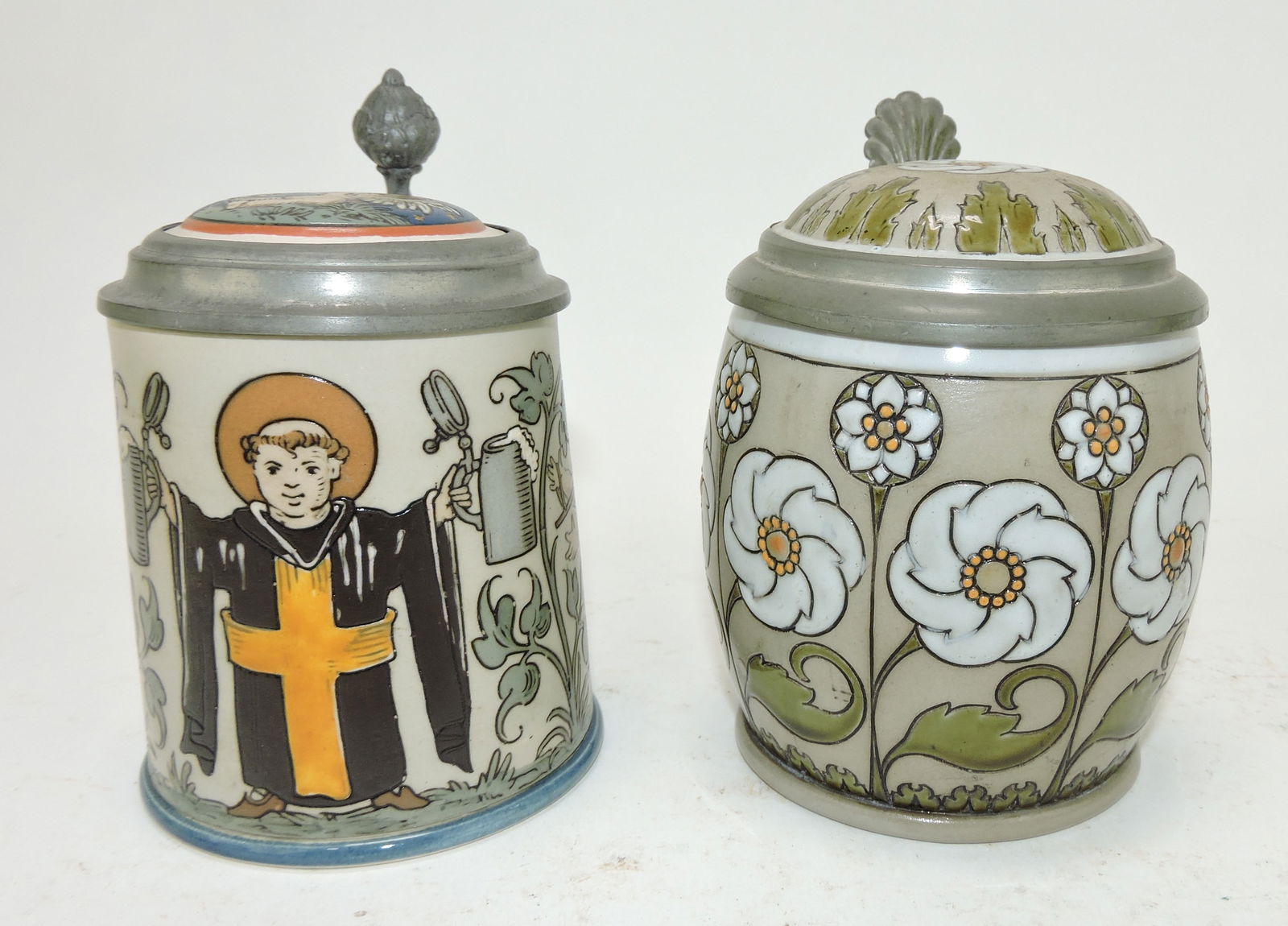 Mettlach lot of 2 steins #2052 1/4L, (1 of 3)