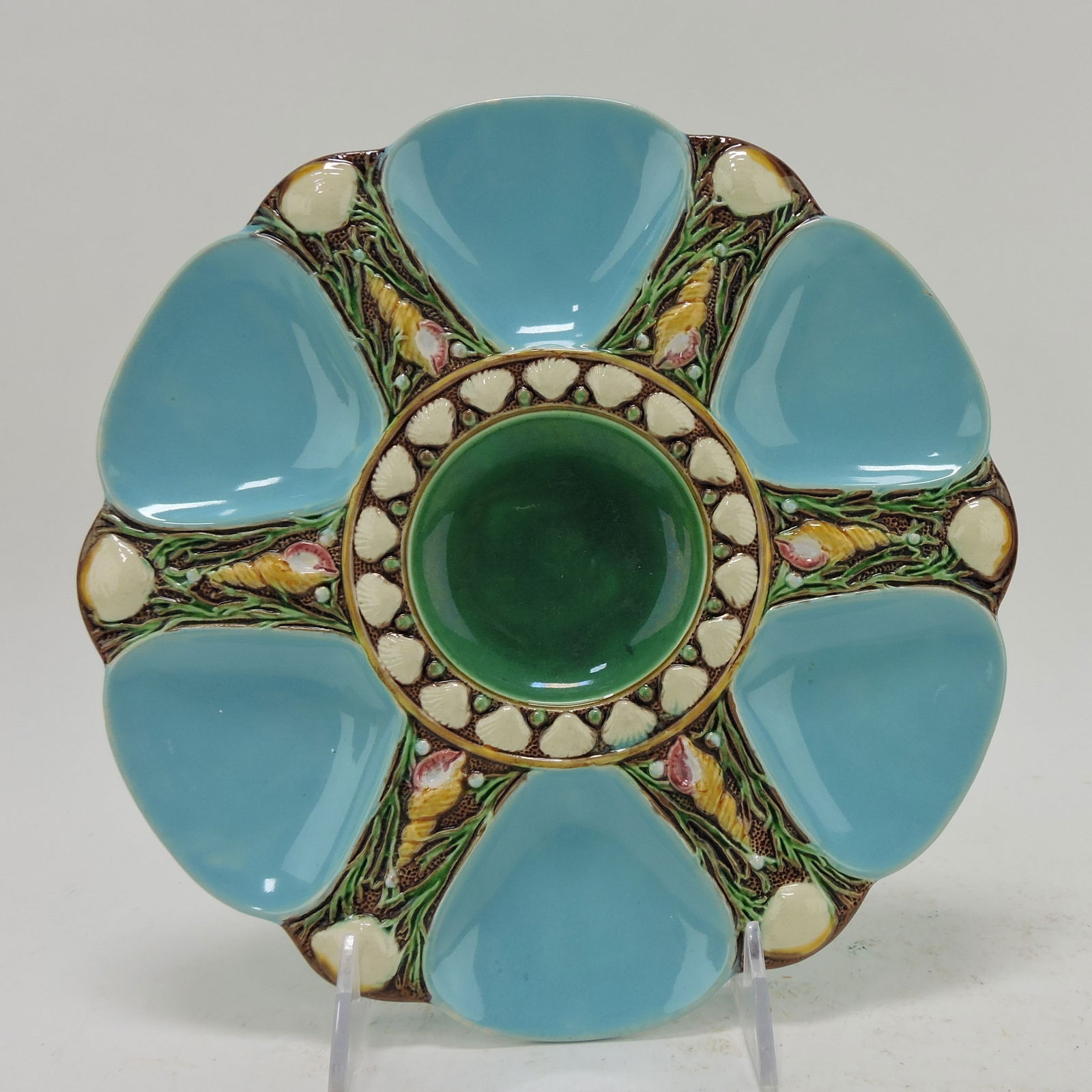Minton majolica turquoise six well (1 of 2)
