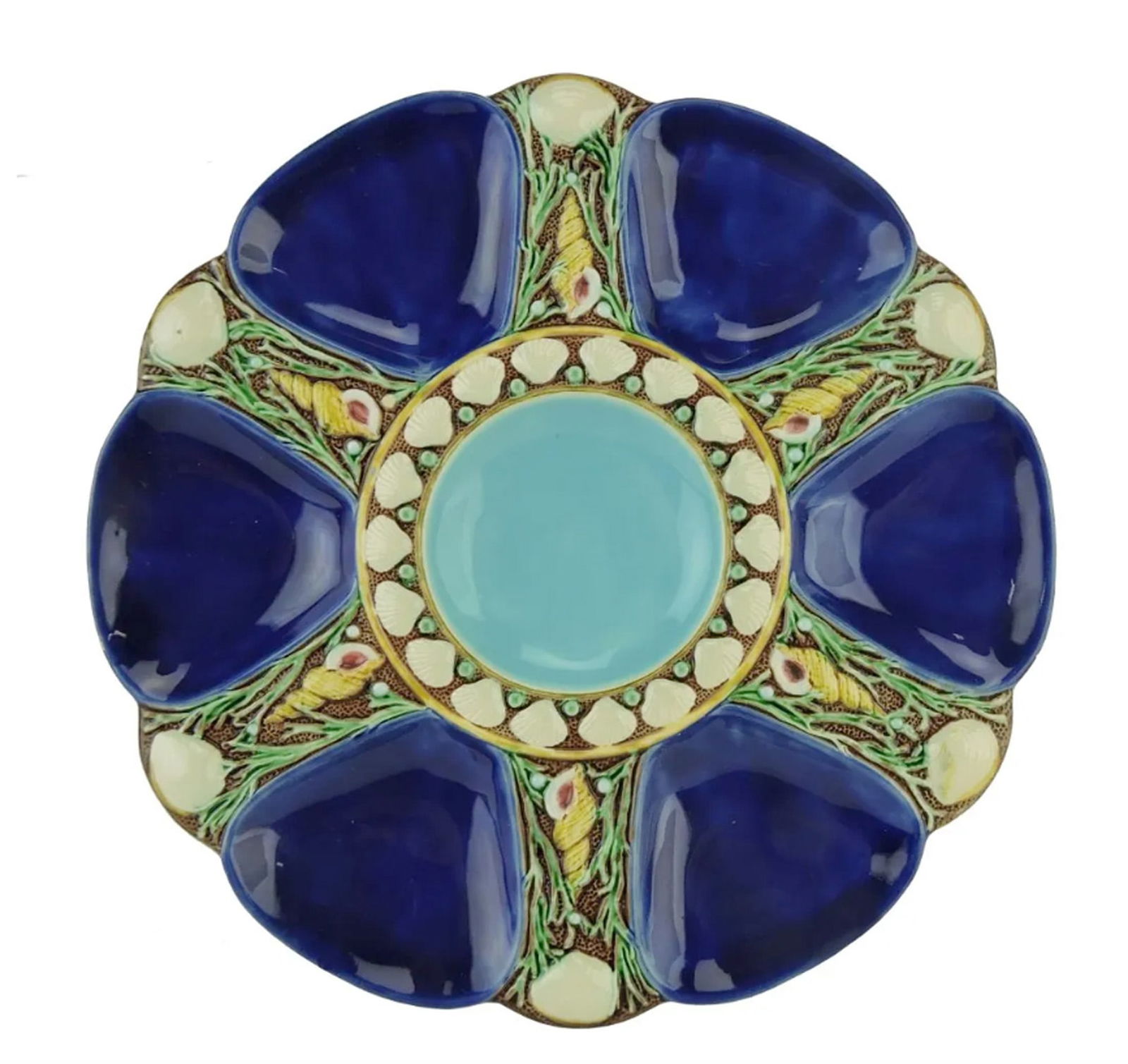 Minton majolica cobalt oyster plate (1 of 1)