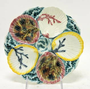 Wedgwood majolica five well oyster: plate, 9", ocean pattern