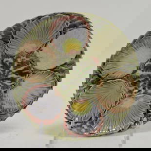 Wedgwood majolica shells on waves: small oyster plate, 7"